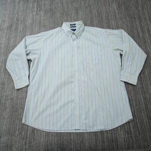 Alexander Julian Classics Shirt Men Button Down Blue Yellow 18 34/35